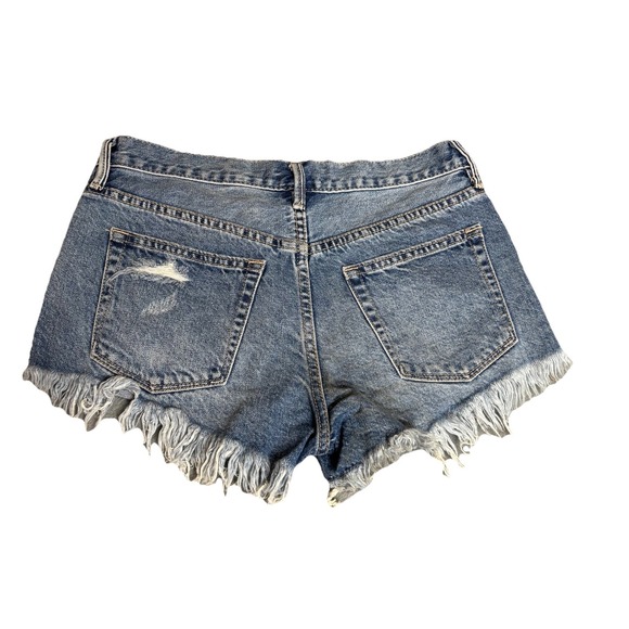 We The Free People Jean Shorts Women's 25 Blue Button Fly Distressed High Waist - Picture 9 of 9